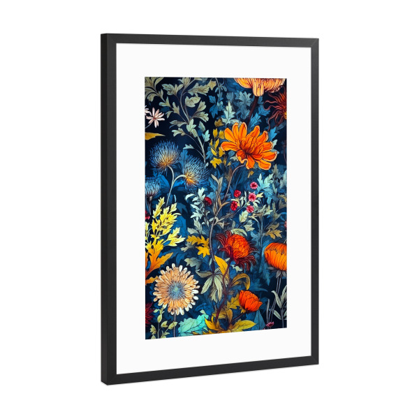 Poster mit Rahmen Schwarz (Metallic) "Wildblumenwiese g" artboxONE - Natur - Wiese,Blumen,Wildblumen,Pflanzen,Garten,Botanisch
