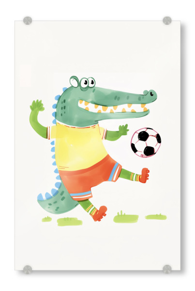 Acrylglasbild "Fußball Spaß mit Kroko" artboxONE - Für Kinder,Tiere,Sport / Fußball