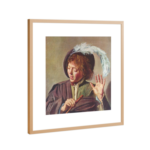 Poster mit Rahmen Kupfer "Gesangsjunge mit Flöte" artboxONE - Für Kinder,Für Mama,Für Papa