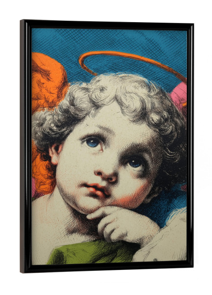 Poster mit schwarzem Rahmen "Engels Zeichnung mit Halo" artboxONE - Für Kinder,Abstrakt,Menschen
