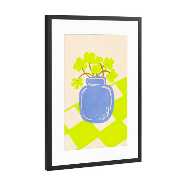 Poster mit Rahmen Schwarz (Metallic) "Neon floral art" artboxONE - Floral