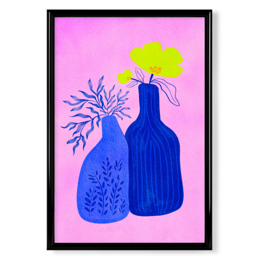 Two blue floral vase