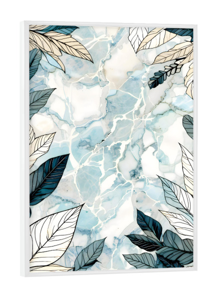 Poster mit weißem Rahmen "Botanisch auf Marmor" artboxONE - Floral,Abstrakt