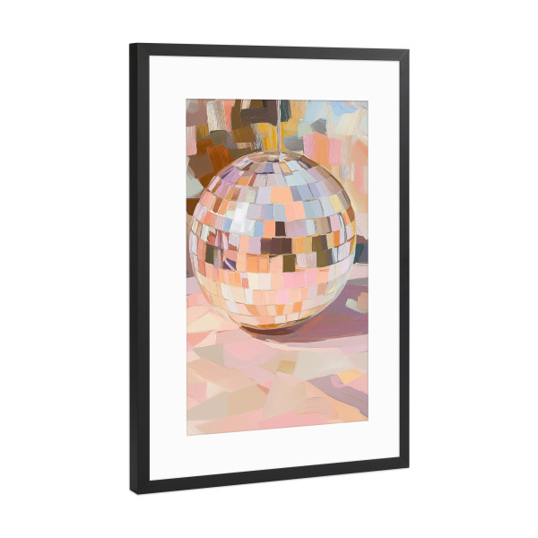 Poster mit Rahmen Schwarz (Metallic) "Abstrakte Disco -Ballkunst" artboxONE - Abstrakt,Musik
