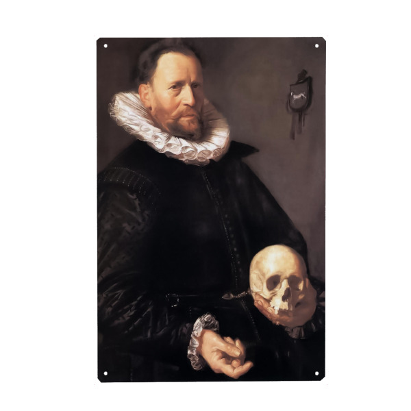 Holzbild "Portrait of a Man Holding a Skull" artboxONE - Für Mama,Für Papa,Männer