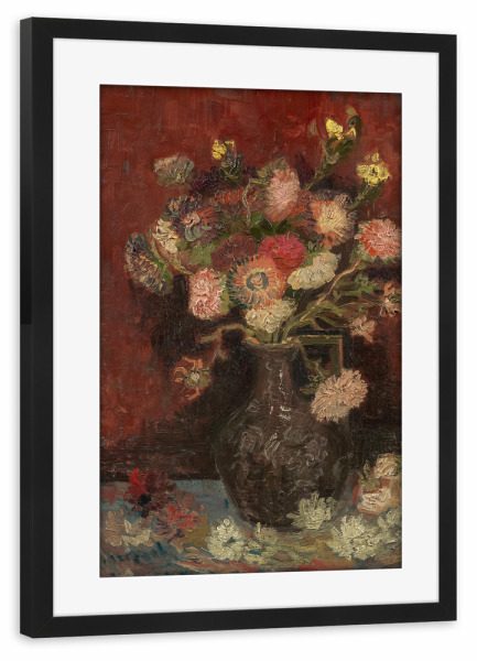 Poster mit Rahmen schwarz "Van Gogh Vase mit Astern-Gladiolen" artboxONE - Natur,Floral,Abstrakt