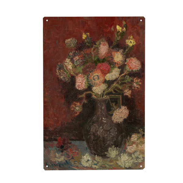 Holzbild "Van Gogh Vase mit Astern-Gladiolen" artboxONE - Natur,Floral,Abstrakt