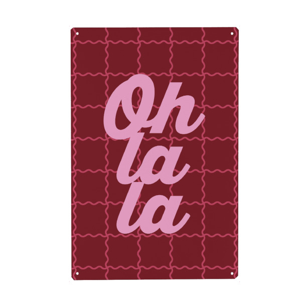 Holzbild "Oh la la Zitat auf welligem Netz" artboxONE - Typografie