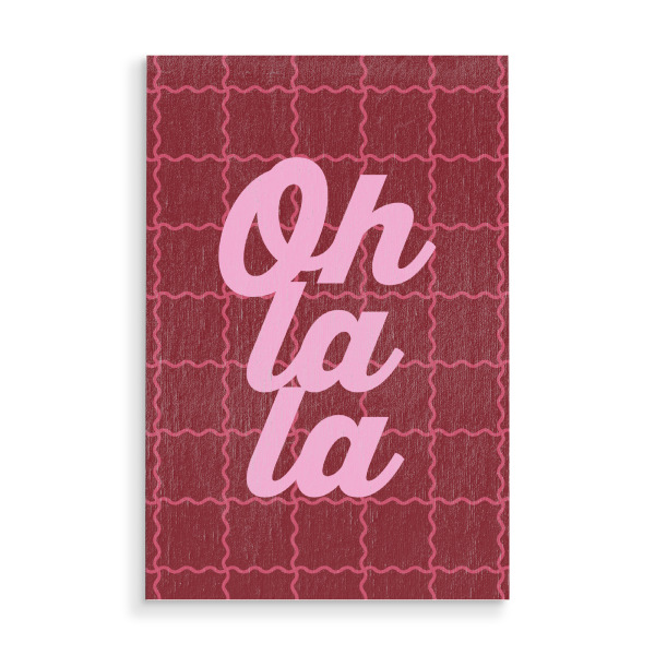Holzbild "Oh la la Zitat auf welligem Netz" artboxONE - Typografie