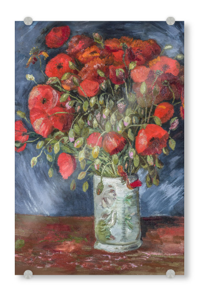 Acrylglasbild "Van Gogh, rote Mohnblumen mit Vase" artboxONE - Natur,Floral,Abstrakt