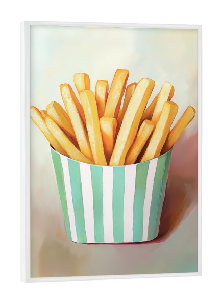 Poster mit weißem Rahmen "Frische Retro Pommes, grüne" artboxONE - Natur,Essen & Trinken,Abstrakt