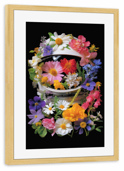 Poster mit Rahmen kiefer "Kosmische Blüte" artboxONE - Floral,Abstrakt,Galaxy