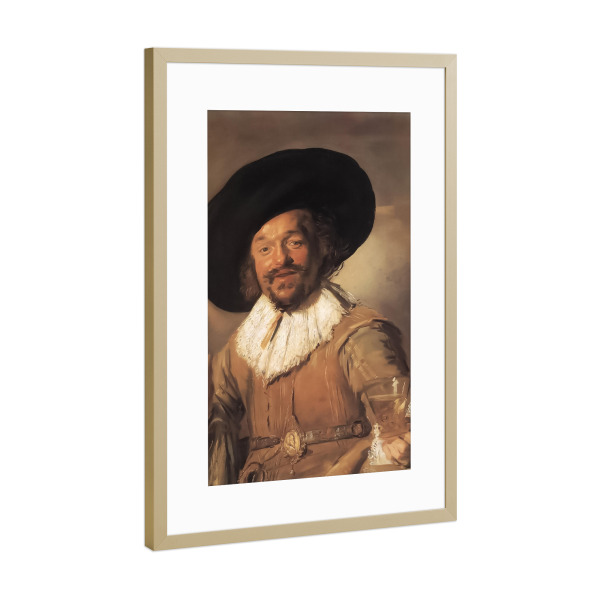 Poster mit Rahmen Gold "Der fröhliche Trinker" artboxONE - Für Mama,Für Papa,Männer