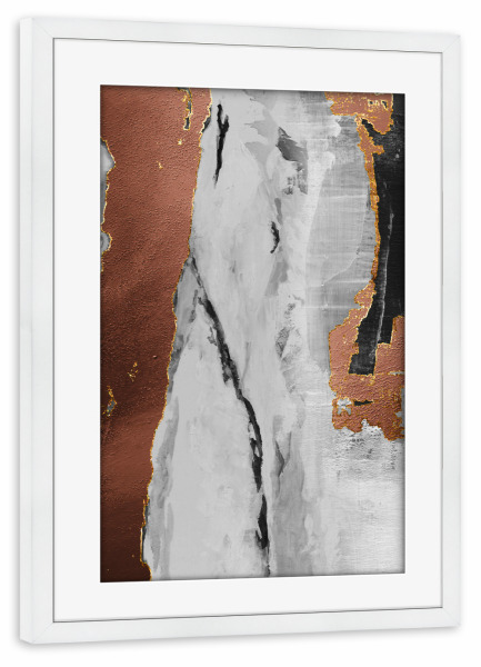 Poster mit Rahmen weiß "Metallic and earthy tones" artboxONE - Abstrakt - Abstract,Metallic,Copper,Gray,Black,Marble,Contrast,Depth,Warm,Earthy