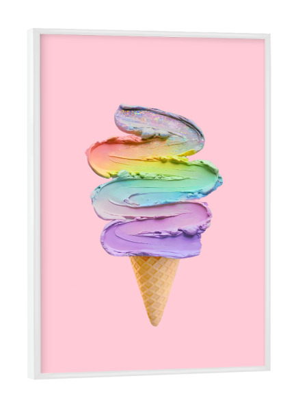 Poster mit weißem Rahmen "Regenbogenwirbel Freude" artboxONE - Essen & Trinken