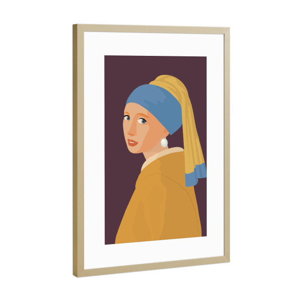 Poster mit Rahmen Gold "Minimal Girl with Pearl Earring" artboxONE - Menschen