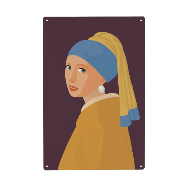 Metall Poster "Minimal Girl with Pearl Earring" artboxONE - Menschen