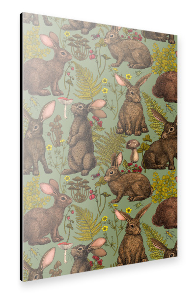 Alu-Dibond "Kaninchen und Waldflora f" 30x20 cm artboxONE