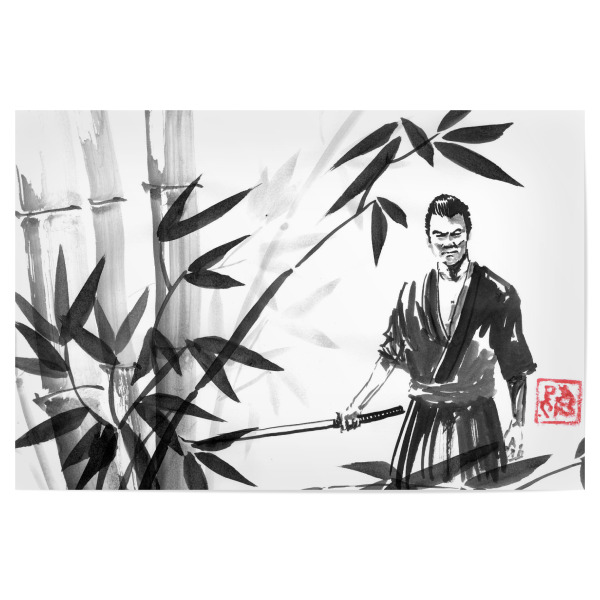 Poster "Samurai im Bambuswald" artboxONE - Reise / Asien - Samurai,Wald,Bambus,Sumie,Japan