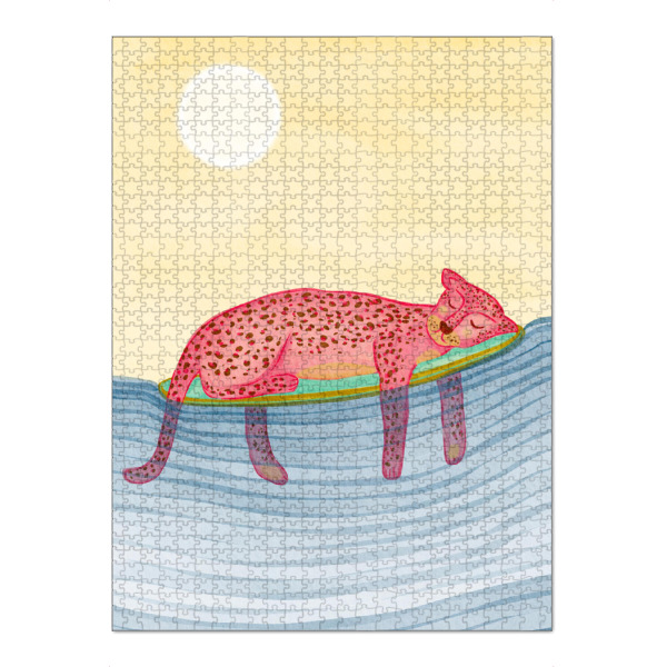 Puzzle Ravensburger "Leopard surfer" artboxONE - Tiere,Comic,Lustig