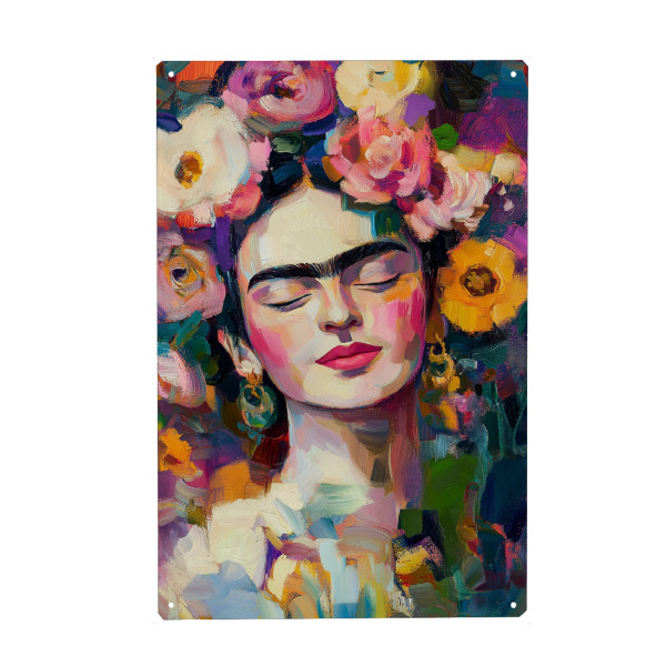 Holzbild "Frida Blumige Schönheit" artboxONE - Floral,Menschen,Fashion