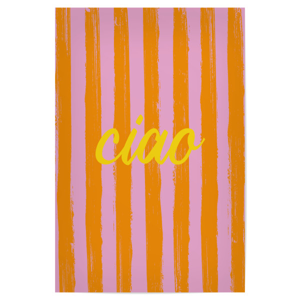 Poster "Ciao Gestreift" artboxONE - Typografie - Gestreift,Ciao,Italien,Italy,Hallo,Gruß,Mediterran