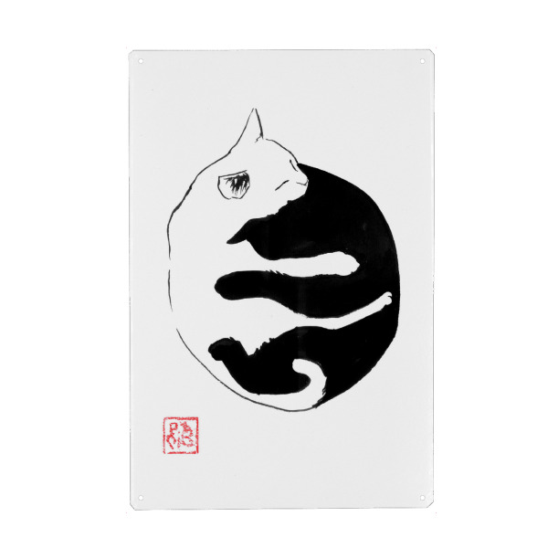 Holzbild "Ying Yang Cat" artboxONE - Tiere,Abstrakt - Cat,Yingyang,Sumie,Japan