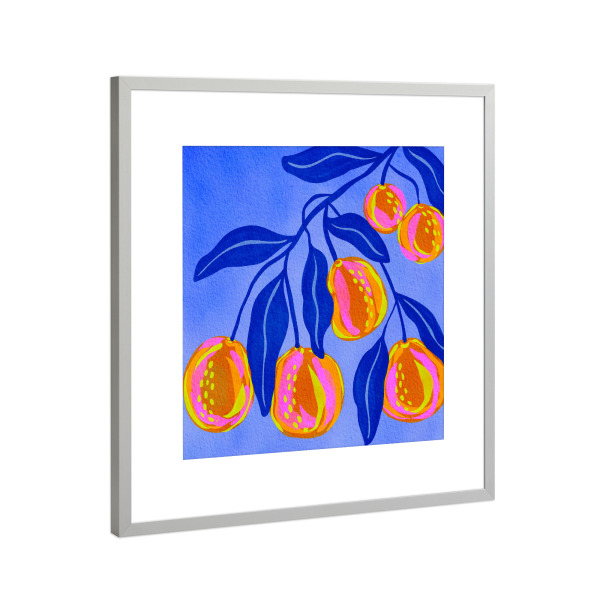 Poster mit Rahmen Silber "Orange Botanicals" artboxONE - Floral,Essen & Trinken,Essen & Trinken / Obst & Gemüse