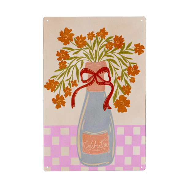 Metall Poster "Champagne and flowers" artboxONE - Floral,Essen & Trinken / Alkohol