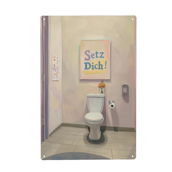 Holzbild "WC, setz dich Slogan" artboxONE - Typografie,Architektur,Männer