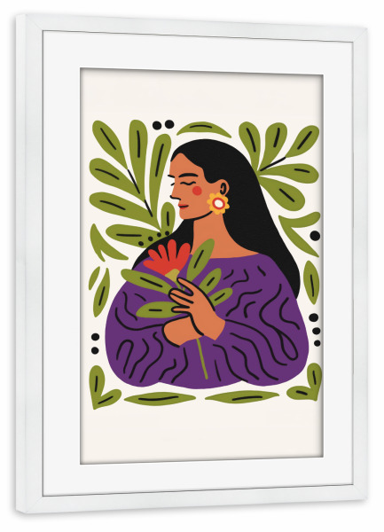 Poster mit Rahmen weiß "Farbenfrohe botanische Eleganz" artboxONE - Floral,Abstrakt,Menschen