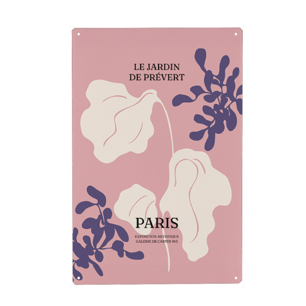 Metall Poster "Eleganz im Pariser Garten" artboxONE - Typografie,Floral,Abstrakt