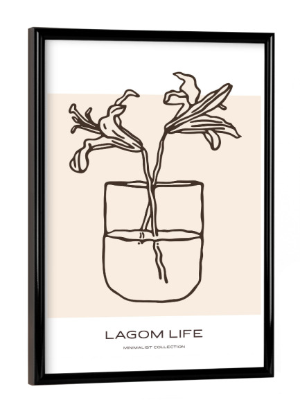 Poster mit schwarzem Rahmen "Minimalistischer Pflanzenzauber" artboxONE - Floral,Abstrakt