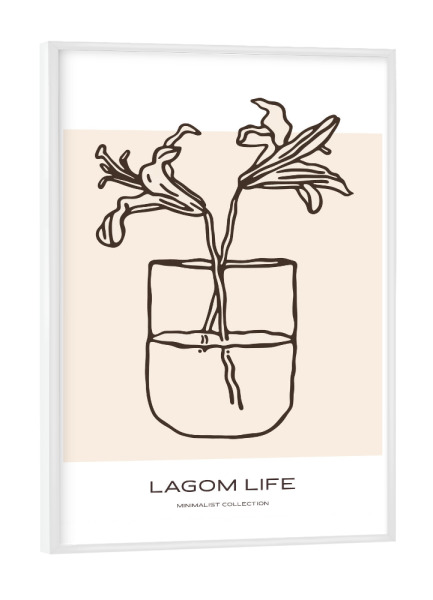 Poster mit weißem Rahmen "Minimalistischer Pflanzenzauber" artboxONE - Floral,Abstrakt