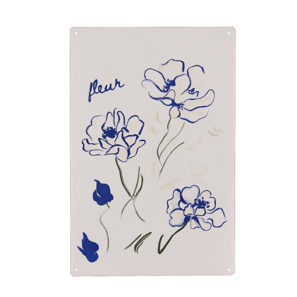 Metall Poster "Elegante Blumen in Blau" artboxONE - Floral,Abstrakt