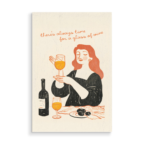 Holzbild "Zeit für Wein und Entspannung" artboxONE - Essen & Trinken,Menschen,Essen & Trinken / Alkohol