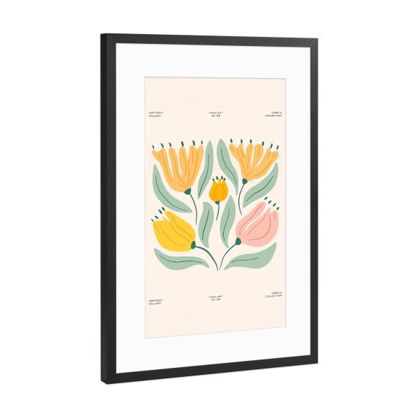 Poster mit Rahmen Schwarz (Metallic) "Blütenzauber im Abstrakten" artboxONE - Floral,Abstrakt