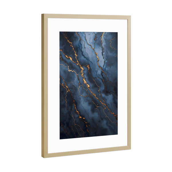Poster mit Rahmen Gold "Blackout mit goldenen Stimmung" artboxONE - Abstrakt