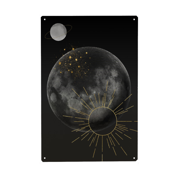 Holzbild "Himmlisches Gold" artboxONE - Galaxy - Mond,Saturn,Gold,Dunkel