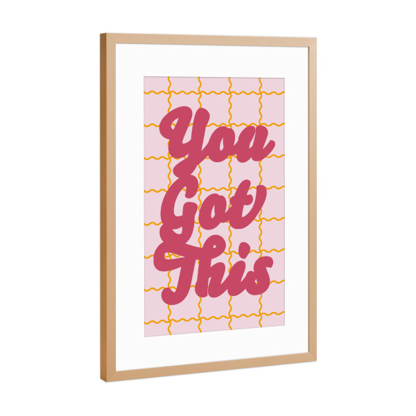 Poster mit Rahmen Kupfer "You Got This quote on wavy grid" artboxONE - Typografie