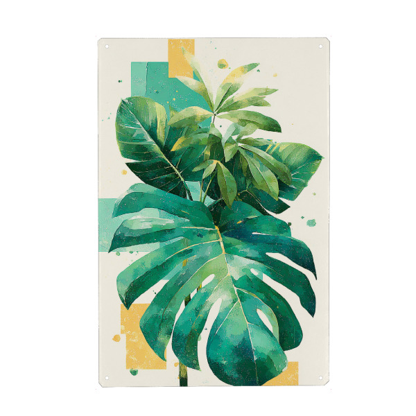 Metall Poster "Blätter Tropisch A (matart)" artboxONE - Natur,Floral - Blätter,Tropisch,Natur,Kunst,Abstraktion,Modern - Blechschild