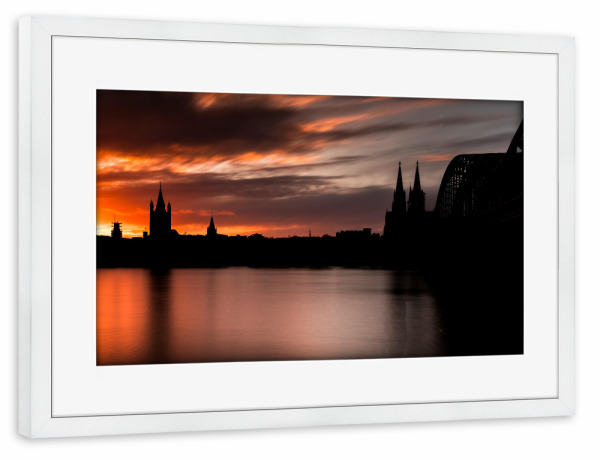 Poster mit Rahmen weiß "Köln Silhouette" artboxONE - Städte,Städte / Köln