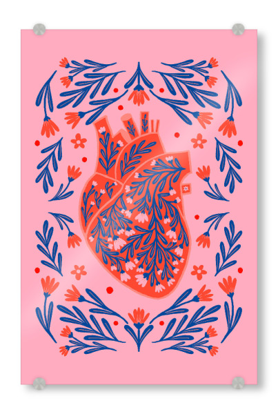 Acrylglasbild "Anatomisches Herz von Blumen" artboxONE - Floral,Abstrakt