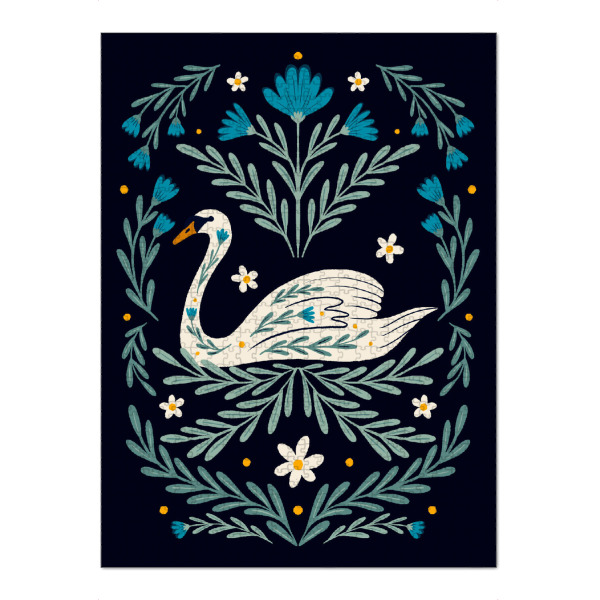 Puzzle Ravensburger "Folk Art Swan - blue and teal" artboxONE - Tiere,Abstrakt