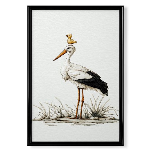 Klapperstorch mit Entlein