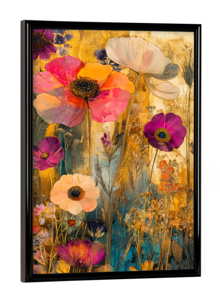 Poster mit schwarzem Rahmen "Wildblumenwiese f" artboxONE - Natur,Floral - Wiese,Blumen,Wildblumen,Pflanzen,Garten,Botanisch