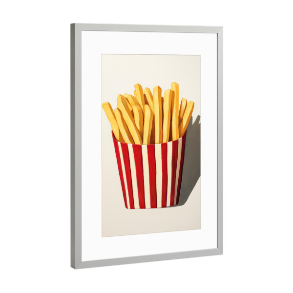 Poster mit Rahmen Silber "Frische Retro Pommes, rot" artboxONE - Natur,Essen & Trinken,Geometrie