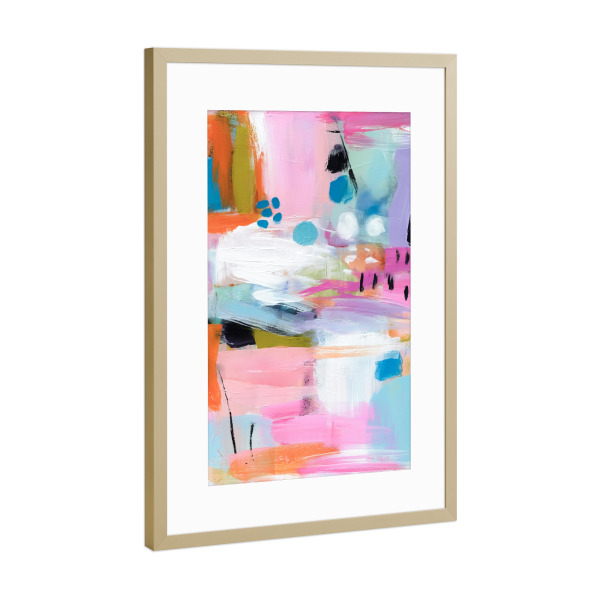 Poster mit Rahmen Gold "Kunterbunt mit Liebe" artboxONE - Für Kinder,Abstrakt,Geometrie