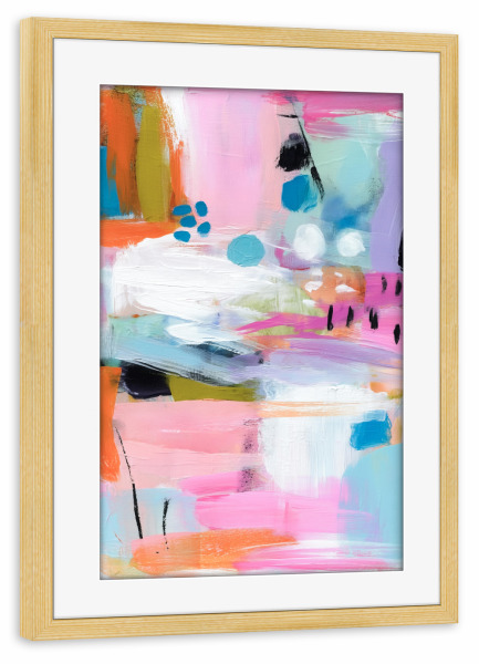 Poster mit Rahmen kiefer "Kunterbunt mit Liebe" artboxONE - Für Kinder,Abstrakt,Geometrie