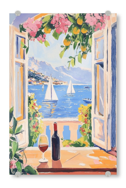 Acrylglasbild "Mediterraner Meeresansicht" artboxONE - Natur,Reise / Strand und Meer,Essen & Trinken / Alkohol
